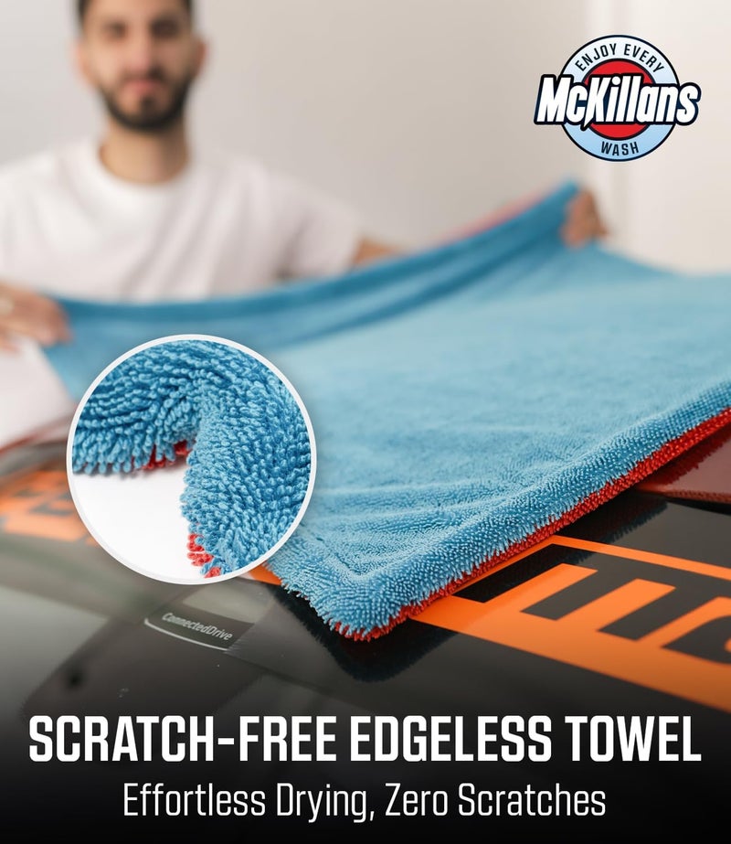 McKillans ® Extra Large Dual-Color Car Drying Towel XL - Edgeless & Ultra Soft & Absorbent - 36" x 28" - 1200 GSM Twisted Loop Microfiber Towel for Cars - Drying Towel Car Detailing - Car Wash Towels - Image 3